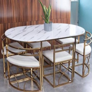 میز ناهارخوری کمجا فلزی 6 نفره