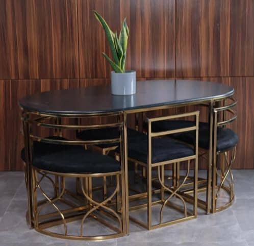 میز ناهارخوری کمجا فلزی 6 نفره