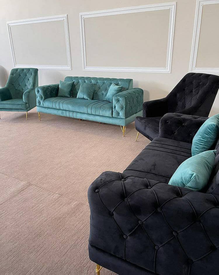 مبل راحتی چستر یونانی 7 نفره پایه فلزی