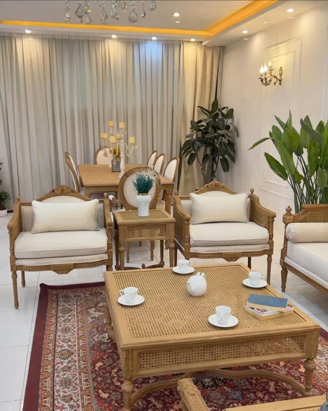 مبل کلاسیک کاجی  8 نفره