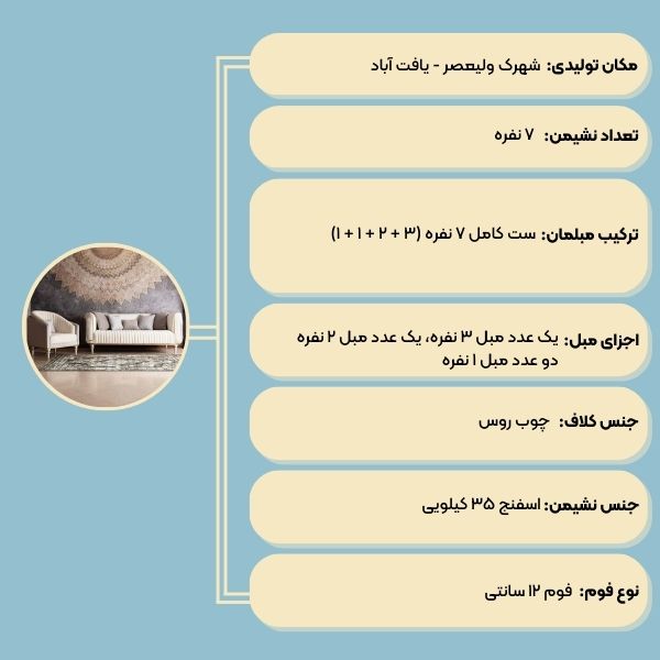 مبل راحتی کنزو 7 نفره