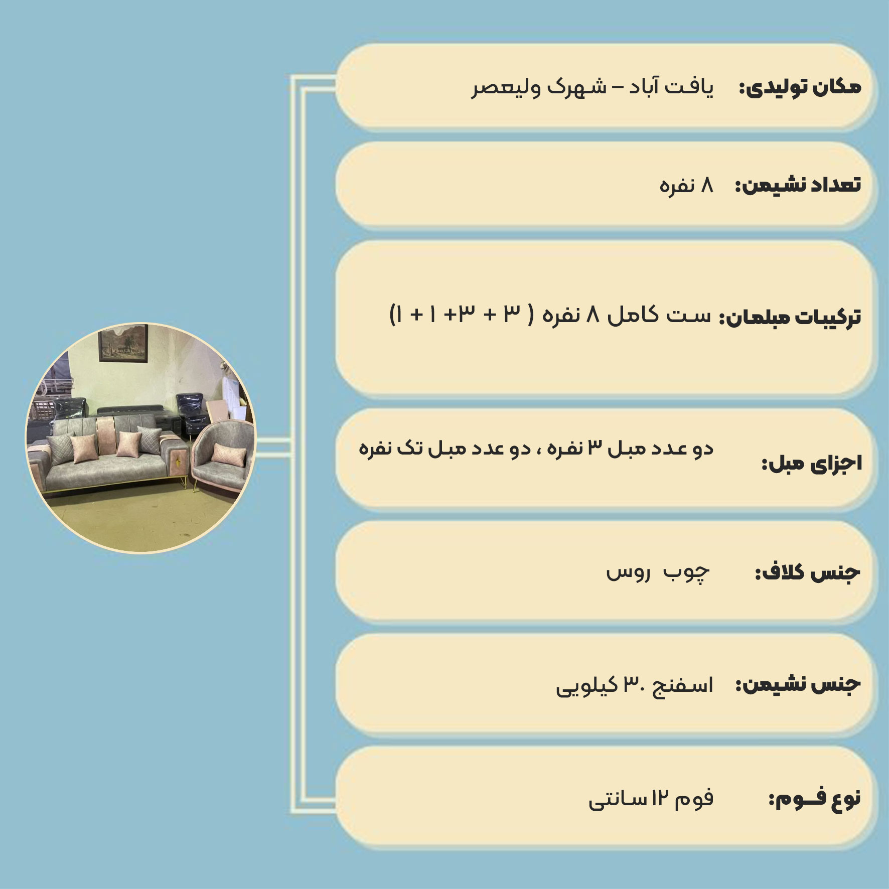 مبل راحتی نیو الماس 7 نفره